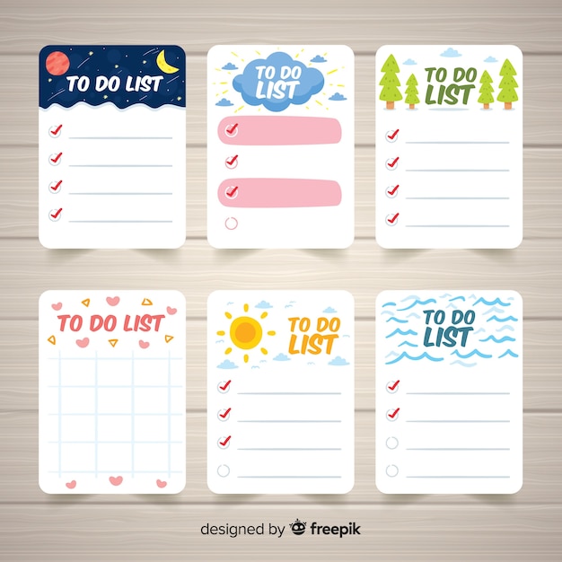 Free vector set of various to do lists