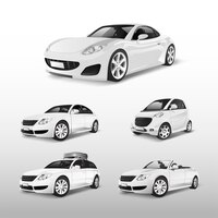 Free vector set of various models of white car vectors