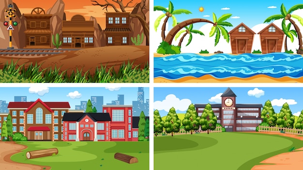 Set of various scenes or background 