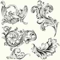 Free vector set of vctor decorative ornaments in vintage style