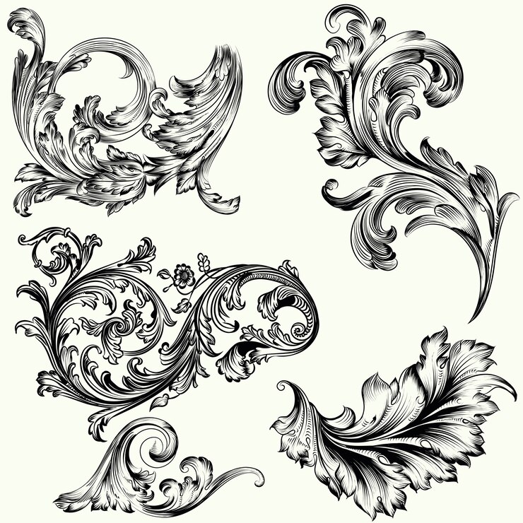 Free Vector set of vctor decorative ornaments in vintage style
