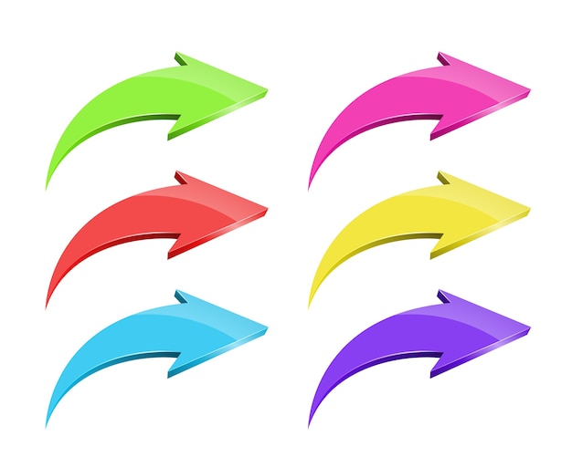 Set of vector colorful arrows on white