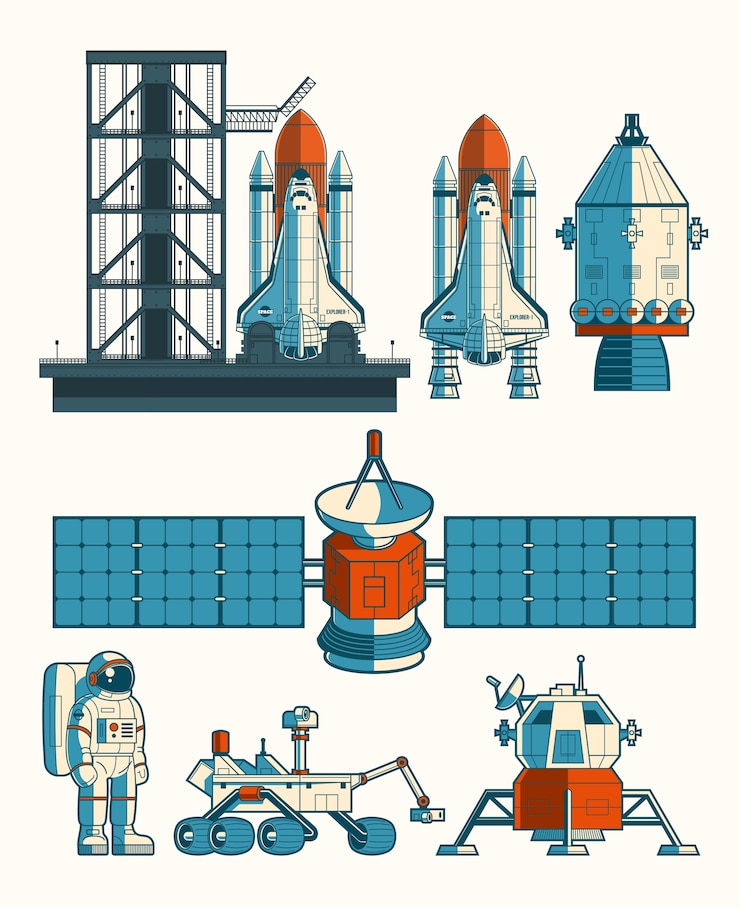 Free Vector set vector flat illustration on the space theme