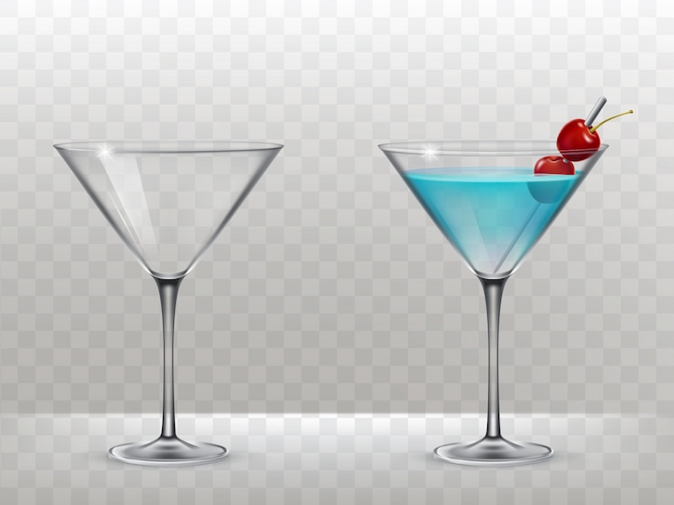 Free Vector set of vector glasses for alcohol