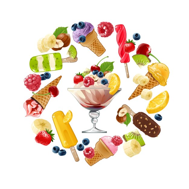 Set vector icons of ice cream