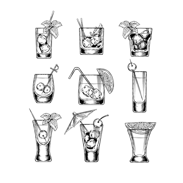 Vettore gratuito set di stemware illustrazione vettoriale