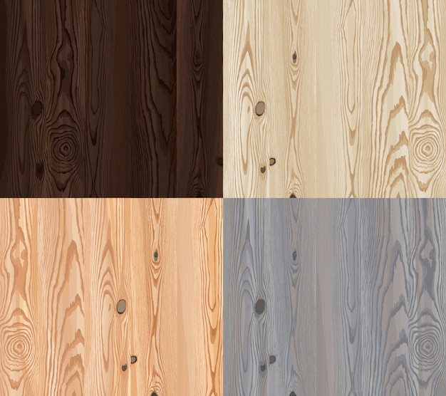 Set of vector wooden texture with natural pattern
