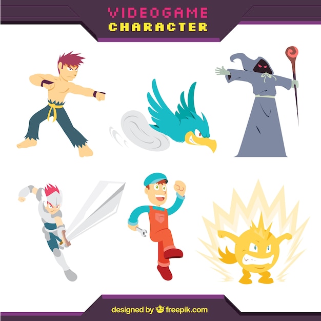 Set of video game characters