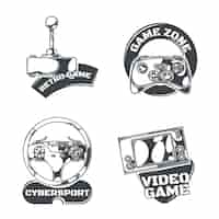 Free vector set of video games emblems, labels, badges, logos. isolated on white