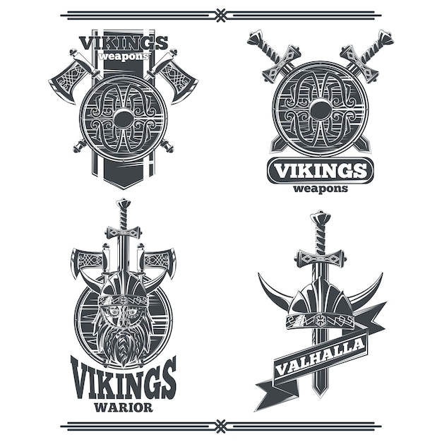 Vettore gratuito set di emblemi di viking