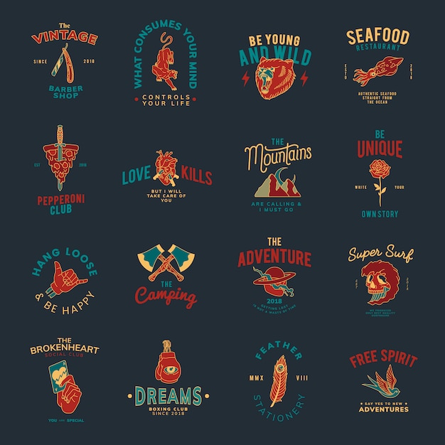 Set of vintage badges design vector