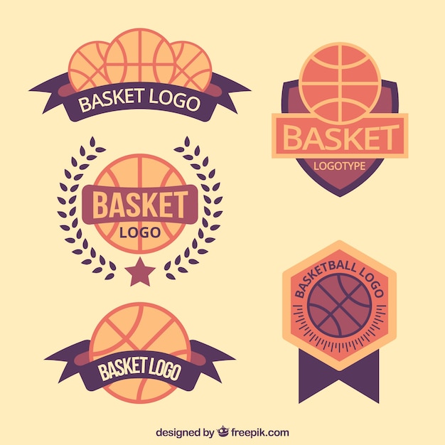 Free vector set of vintage basketball logos