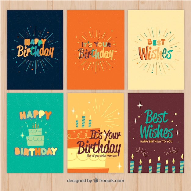 Set of vintage birthday cards