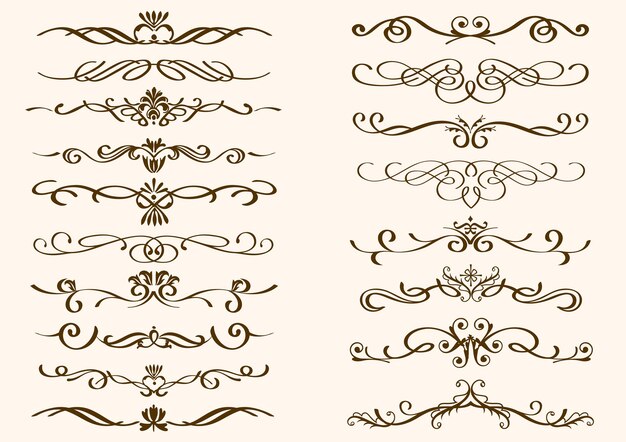 Set of vintage borders isolated on a plain.