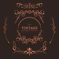 Free vector set of vintage bronze art nouveau badges vector