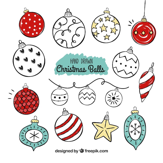 Free vector set of vintage christmas ball drawings