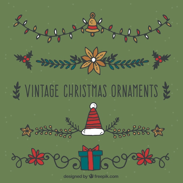 Free vector set of vintage christmas ornaments