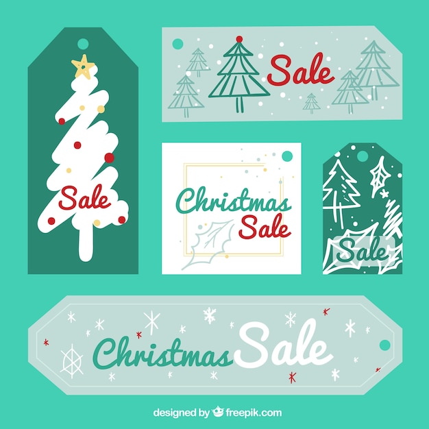 Free vector set of vintage christmas sale stickers