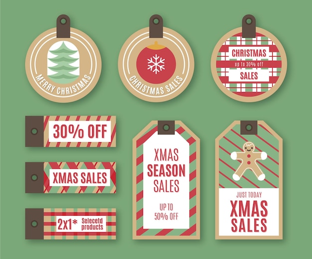 Set of vintage christmas sale tags