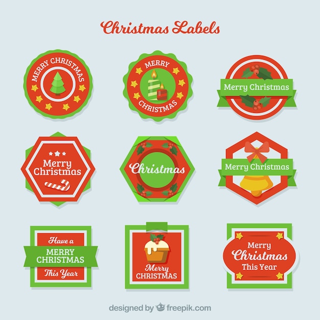 Set of vintage christmas stickers