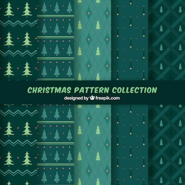 Free vector set of vintage christmas tree patterns