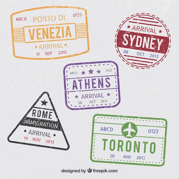 Free vector set of vintage city stamps