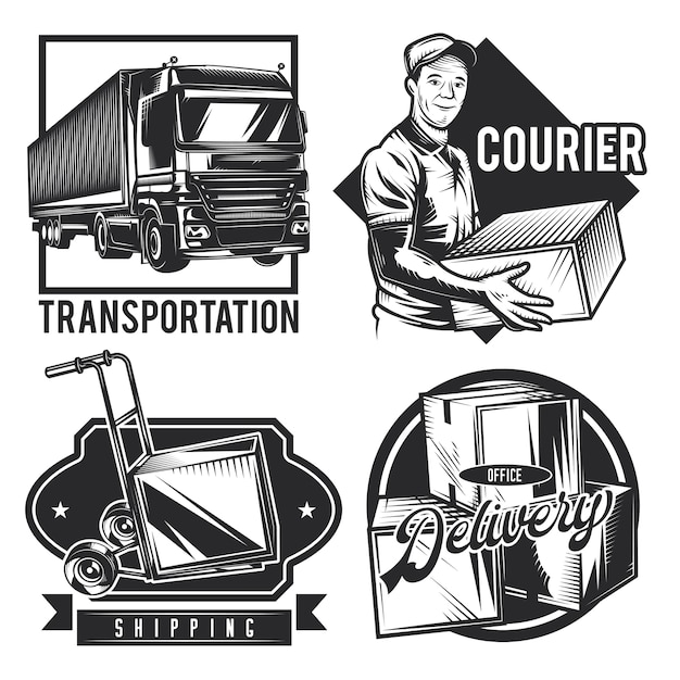 Set of vintage delivery emblems