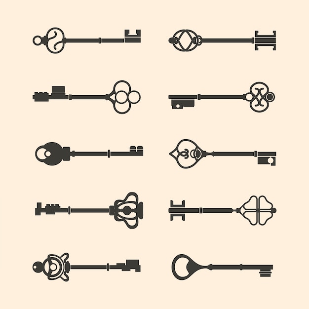 Free vector set of vintage design key vectors