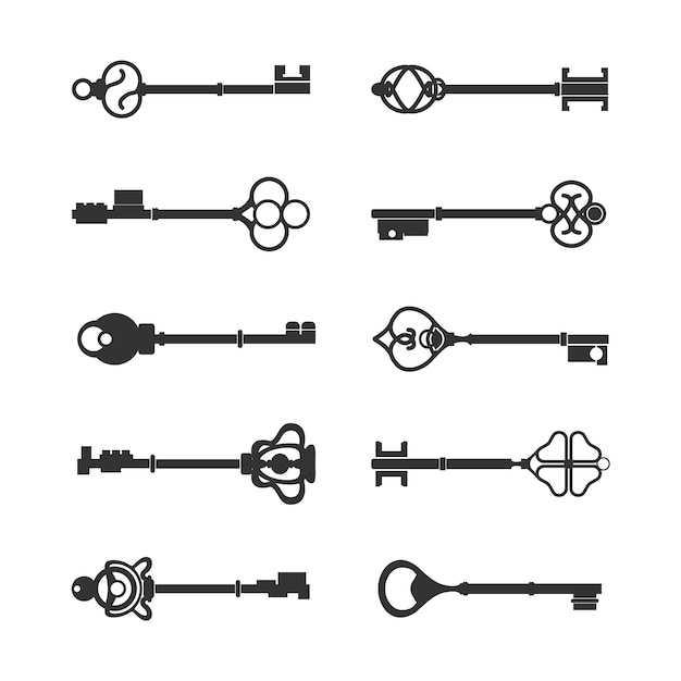 Set of vintage design key vectors