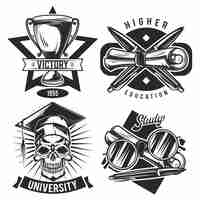 Free vector set of vintage educational emblems