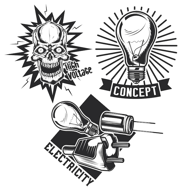 Set of vintage electrical emblems