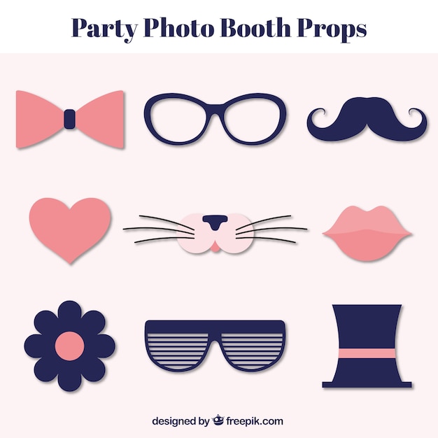 Free vector set of vintage elements for photo booth