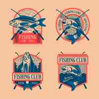 Free vector set of vintage fishing badges