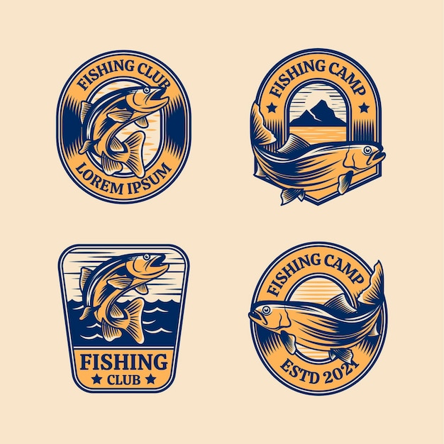 Set of vintage fishing badges