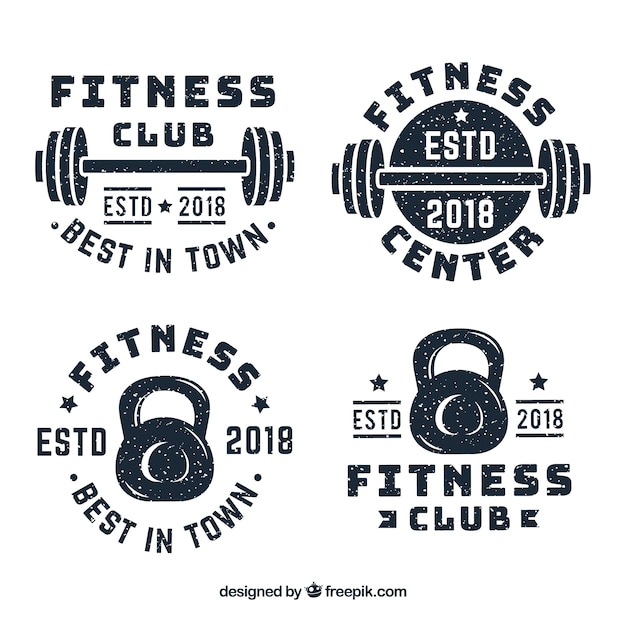 Vettore gratuito set di etichette vintage fitness