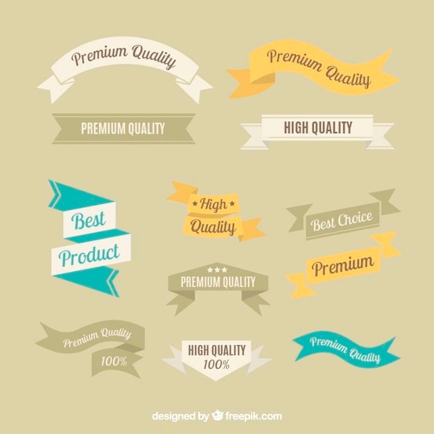 Free vector set of vintage flat premium quality ribbons