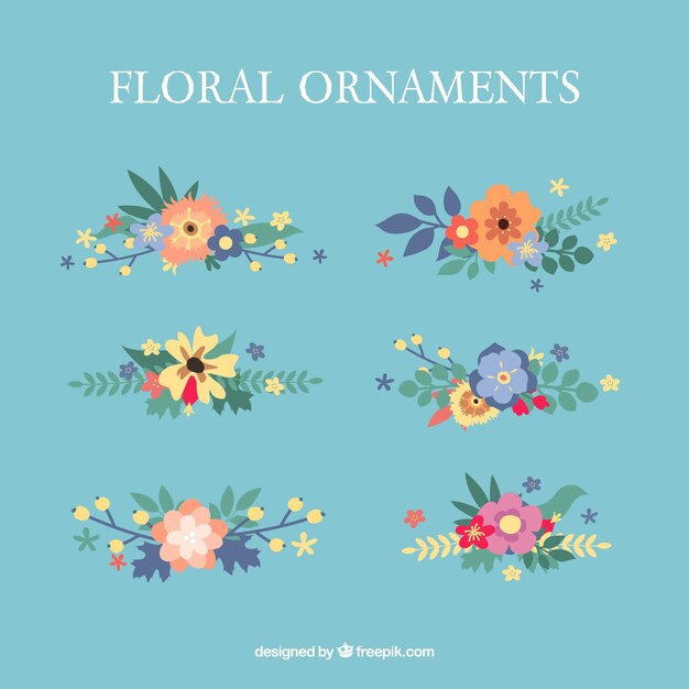 Set of vintage floral ornaments
