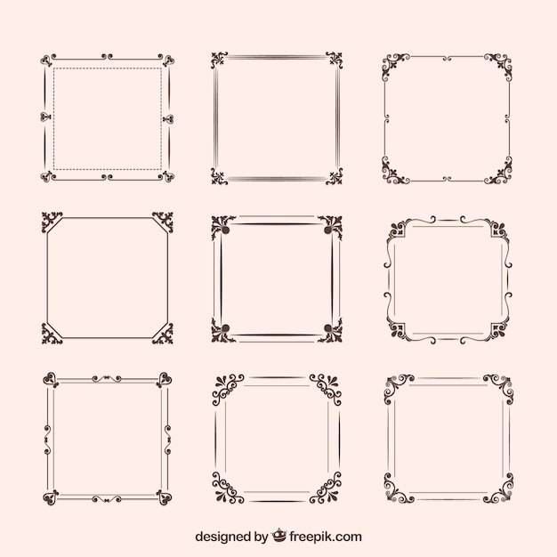 Free vector set of vintage frames with ornaments
