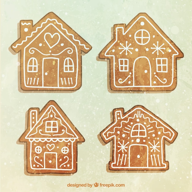 Free vector set of vintage gingerbread houses