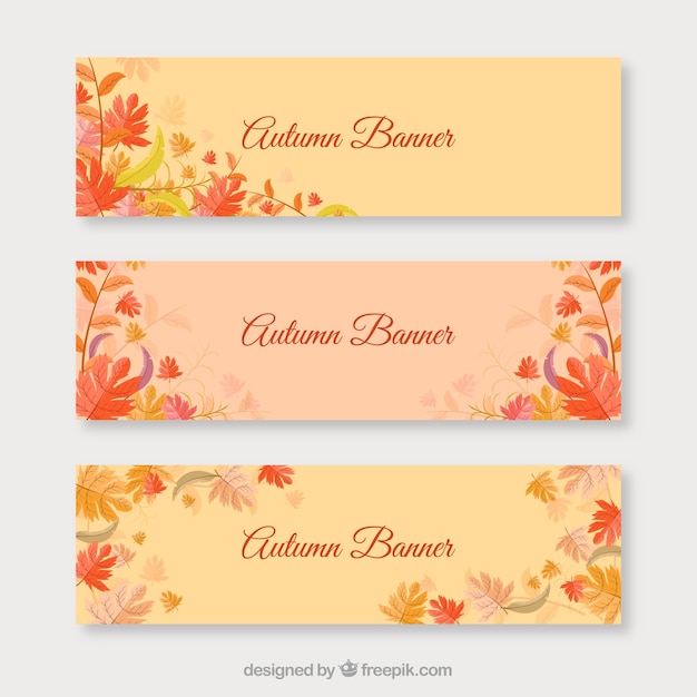 Set of vintage leaves banners