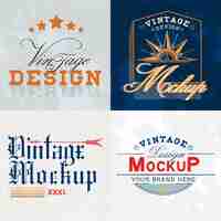 Free vector set of vintage mockup logo design vector