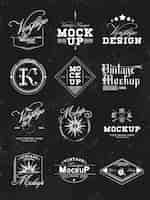 Free vector set of vintage mockup logo design vector