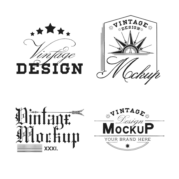 Set of vintage mockup logo design vector