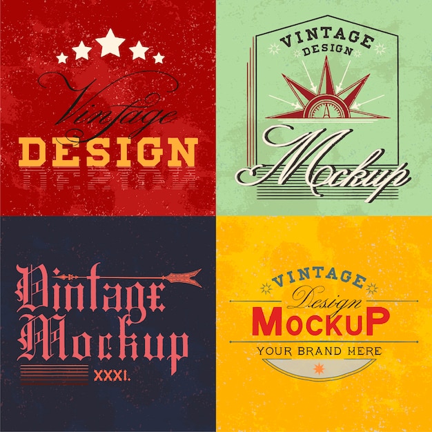 Set of vintage mockup logo design vector