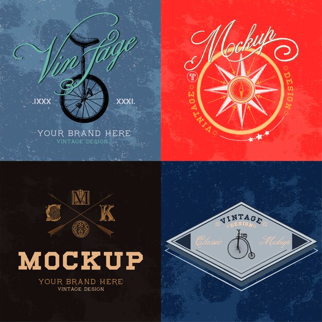 Download Free Vector Set Of Vintage Mockup Logo Design Vector