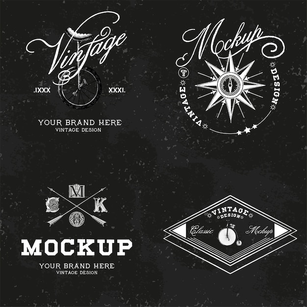 Vettore gratuito set di mockup vintage logo design vettoriale