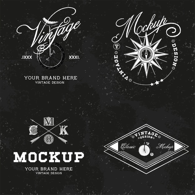 Set of vintage mockup logo design vector