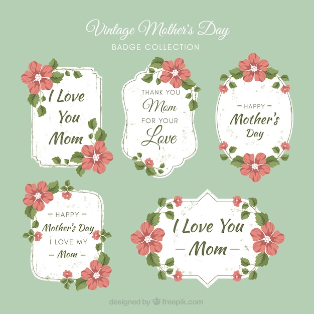 Set of vintage mother day labels