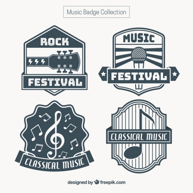 Free vector set of vintage music stickers