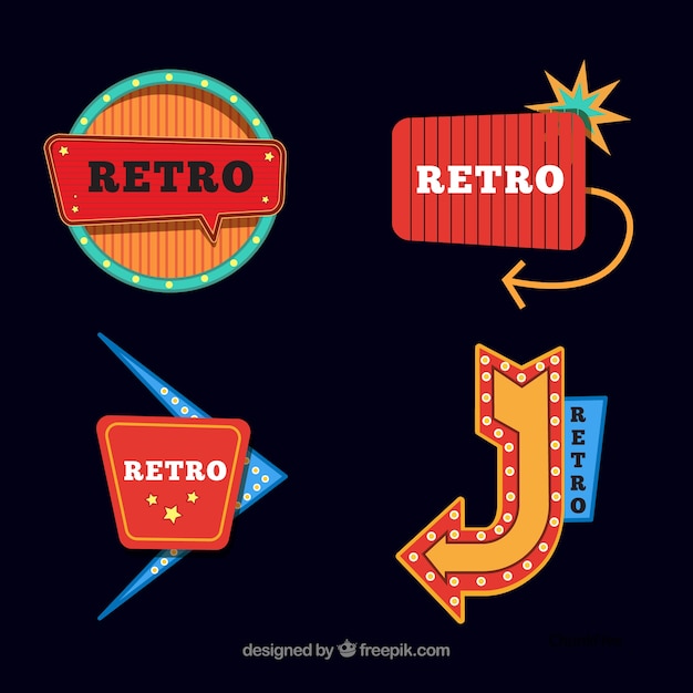 Free vector set of vintage neon sign posts